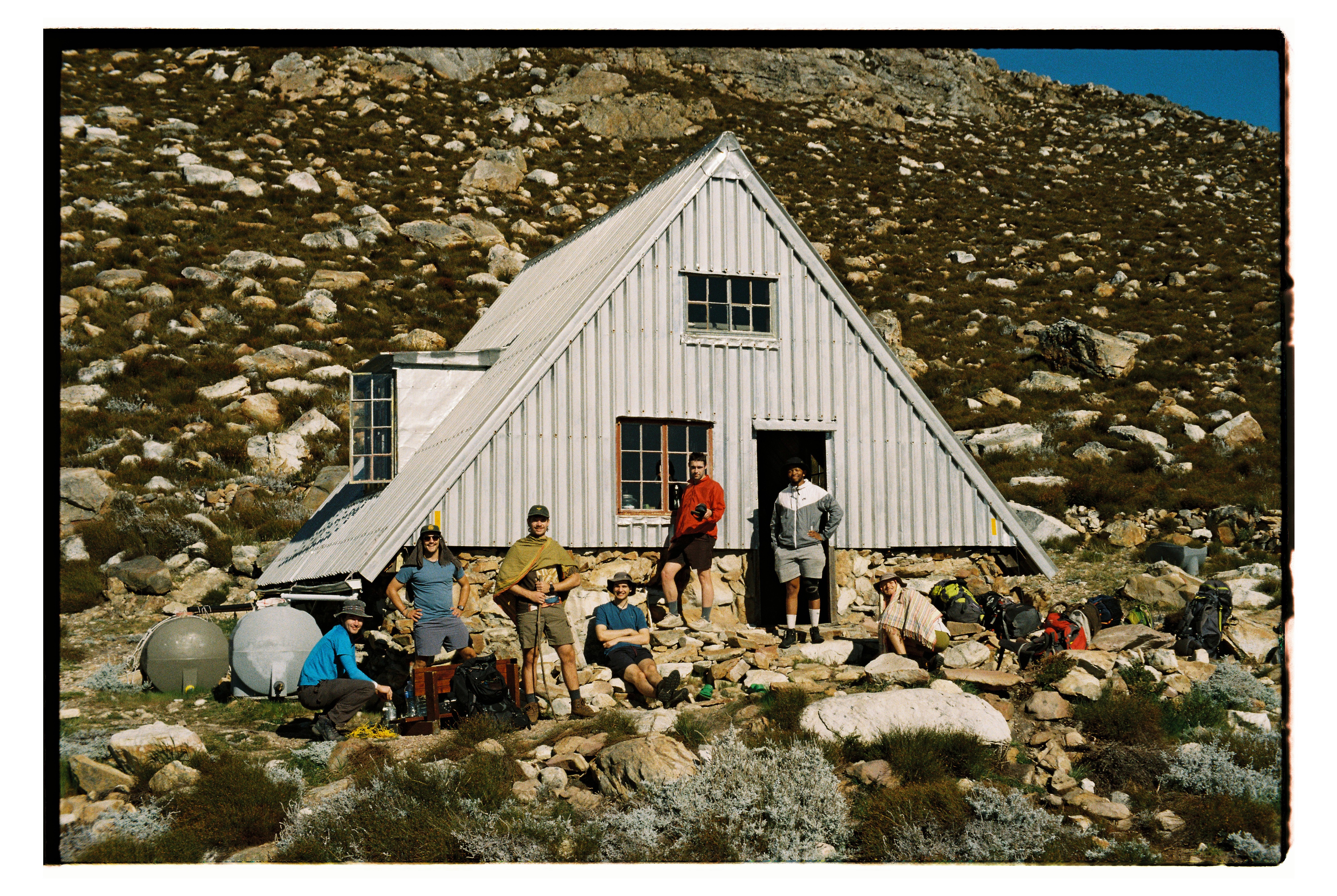 Group photo in front of Hoare Hut.