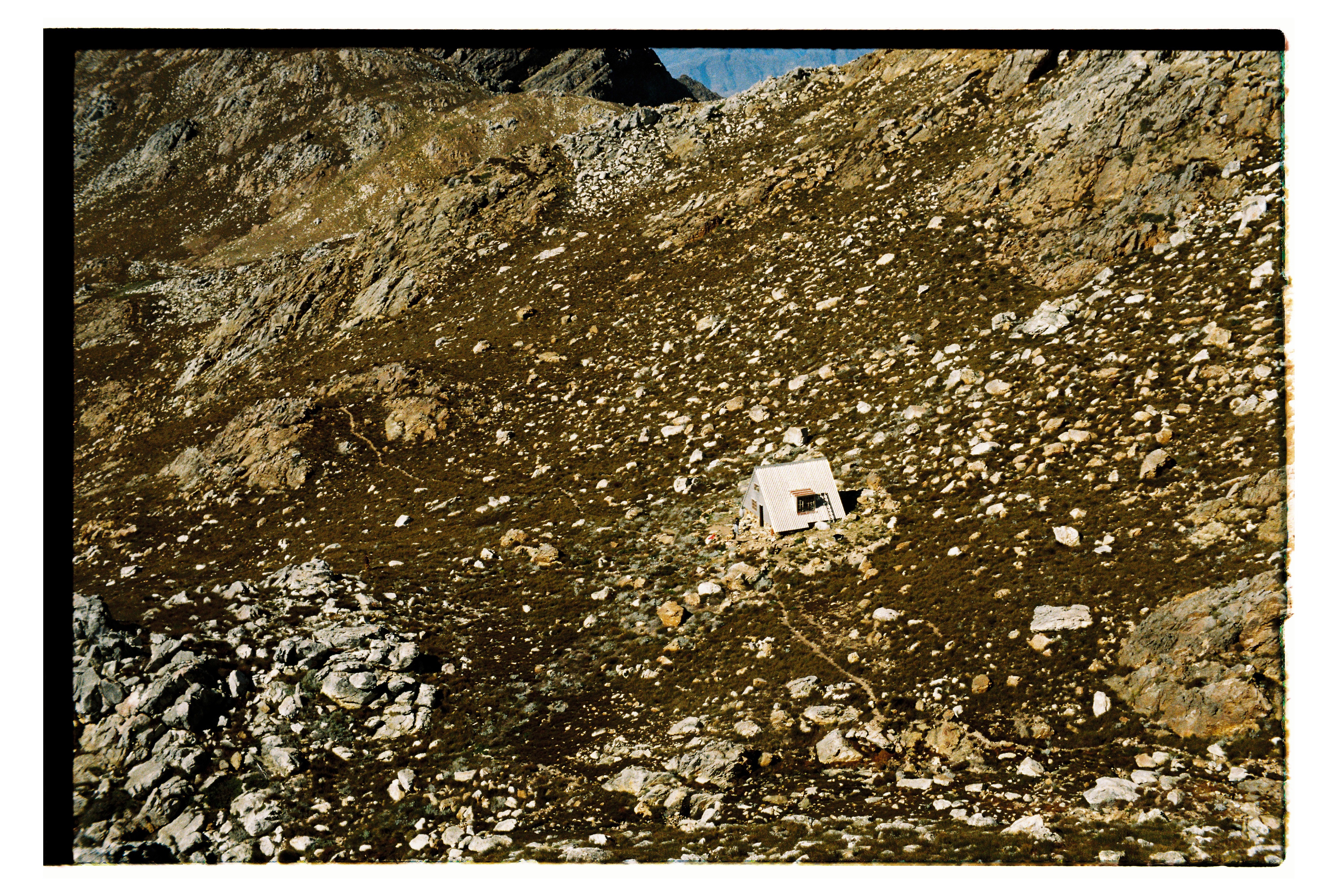 The small hut enclsure on a mountain, called Hoare Hut.