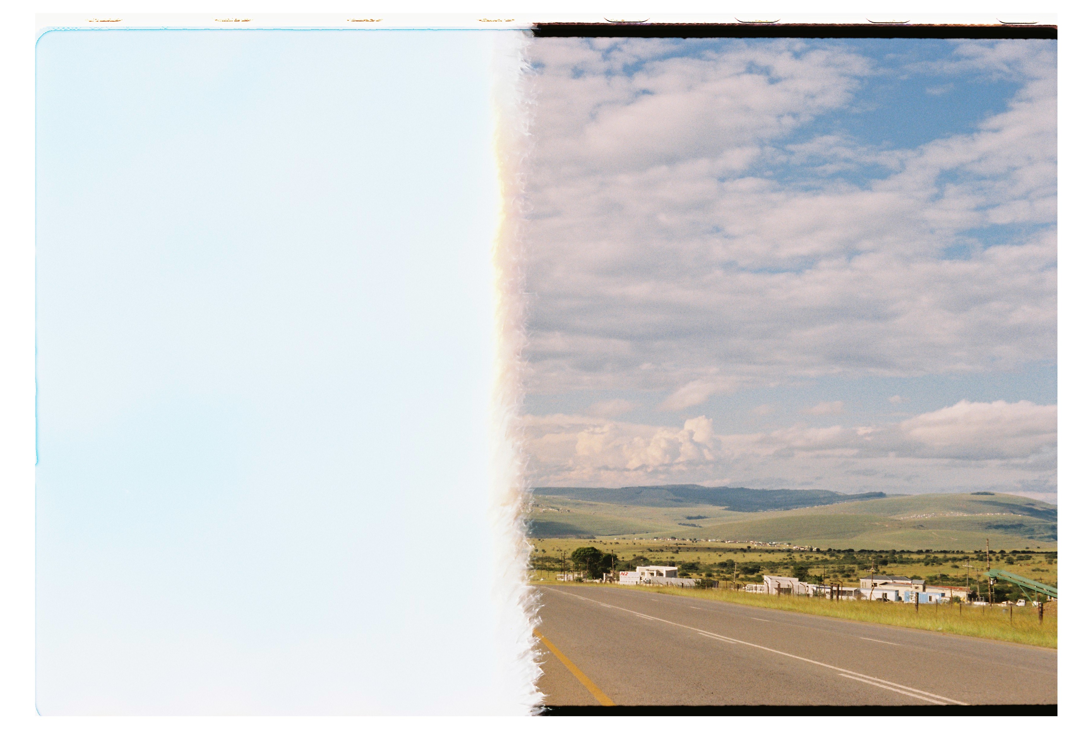 View of a highway through rural Eastern Cape, half cut-off, South Africa